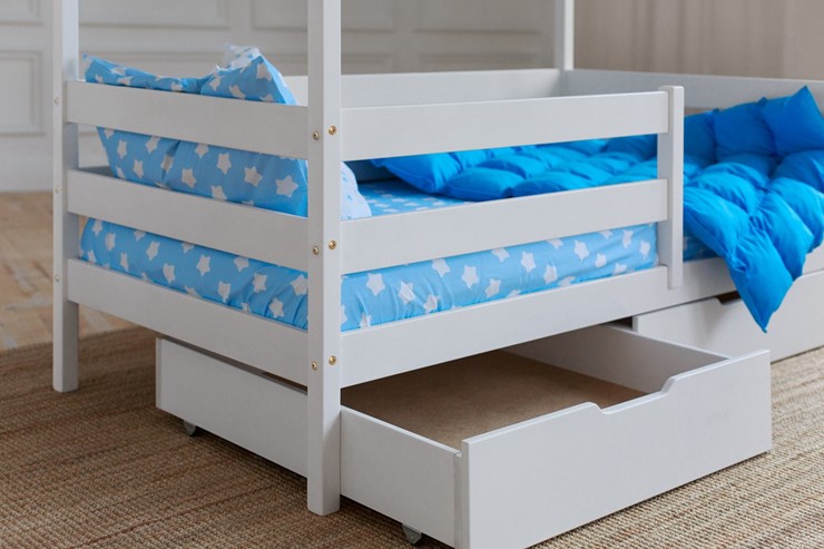 Кровать детская Домик с ящиками, цвет белый в Шадринске - изображение 3