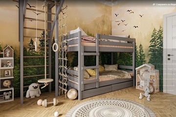 Детская кровать Джуниор двухъярусная с ящиками (Антрацит) в Шадринске - предосмотр 1