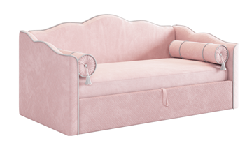 Детская кровать с подъемным механизмом Лея (Софа) 90х200 (нежно-розовый (велюр)/галька (велюр)) в Шадринске
