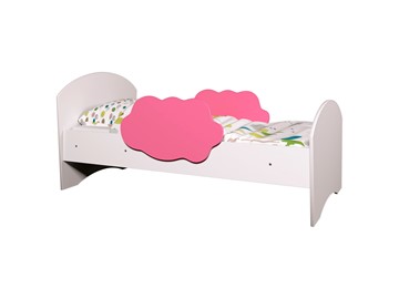 Детская кровать с бортиками Тучка, корпус Белый, фасад Розовый в Кургане