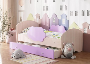 Детская кровать Тучка с ящиком, корпус Дуб млечный, фасад Ирис в Шадринске