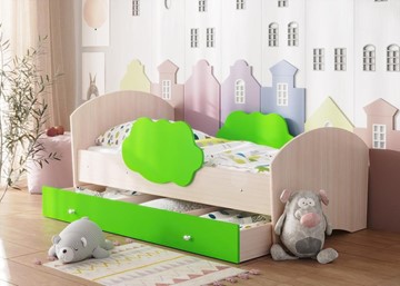 Кровать детская Тучка с ящиком, корпус Дуб млечный, фасад Лайм в Шадринске