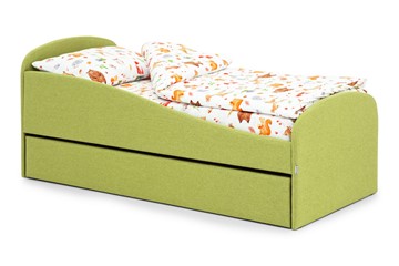 Мягкая кровать с ящиком Letmo авокадо (рогожка) в Шадринске