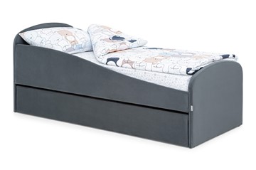 Кровать в детскую с ящиком Letmo графит (велюр) в Шадринске