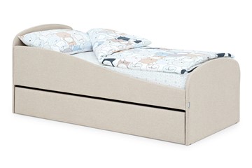 Мягкая кровать с ящиком Letmo карамель (рогожка) в Шадринске