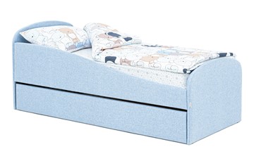 Кровать в детскую с ящиком Letmo небесный (рогожка) в Шадринске
