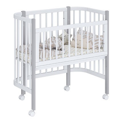 Кроватка детская приставная POLINI Kids Simple 120 Белый / Серый в Шадринске - изображение