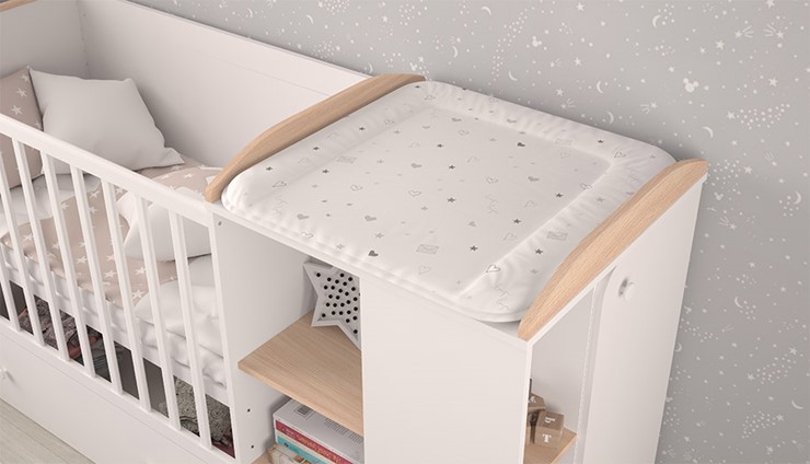 Детская кровать-трансформер с комодом POLINI Kids Ameli 800 Белый / Дуб пастельный, серия AMELI в Шадринске - изображение 4