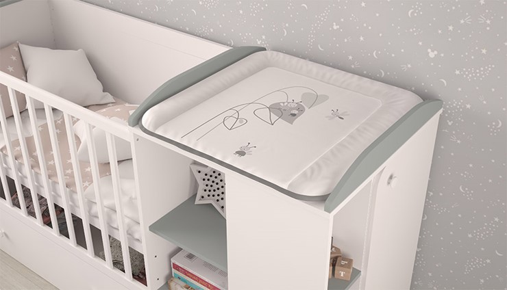 Кроватка-трансформер с комодом POLINI Kids Ameli 800 Белый / Серый, серия AMELI в Шадринске - изображение 3