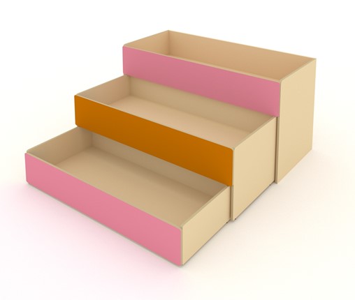 Кровать в детскую 3-х уровневая КД-3, Беж + Розовый + Оранжевый в Шадринске - изображение