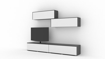 Гостиный гарнитур Куб (Cube), цвет Белый софт, Черный ясень в Шадринске - предосмотр 1