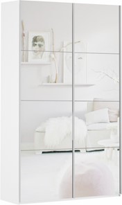 Шкаф 2-дверный Прайм (Зеркало/Зеркало) 1200x570x2300, белый снег в Шадринске