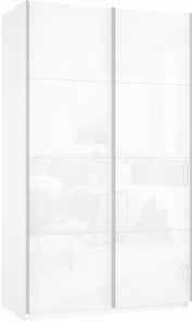 Шкаф-купе 2-х дверный Прайм (Белое стекло/Белое стекло) 1200x570x2300, белый снег в Кургане - предосмотр