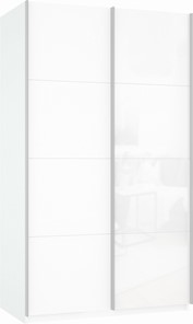 Шкаф 2-дверный Прайм (ДСП/Белое стекло) 1200x570x2300, белый снег в Шадринске
