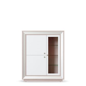 шкаф 3-х дверный (1 стеклодверь) низкий Прато 1179, Ясень светлый \ жемчуг в Кургане