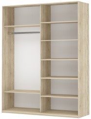 Шкаф двухдверный Прайм (Зеркало/Белое стекло) 1400x570x2300, дуб сонома в Кургане - предосмотр 1