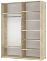 Шкаф двухдверный Прайм (Зеркало/Белое стекло) 1400x570x2300, дуб сонома в Кургане - изображение 1