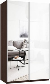 Шкаф Прайм (Зеркало/Белое стекло) 1600x570x2300, венге в Кургане - предосмотр