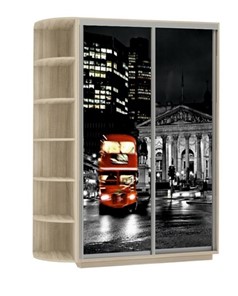 Шкаф 2-х дверный Хит, 1500x600x2200, фотопечать, со стеллажом, ночной лондон, дуб сонома в Шадринске