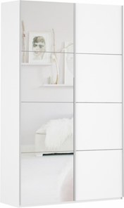 Шкаф 2-дверный Прайм (ДСП/Зеркало) 1400x570x2300, белый снег в Кургане
