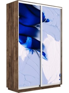 Шкаф Экспресс 1400x450x2400, Абстракция бело-голубая/дуб табачный в Шадринске