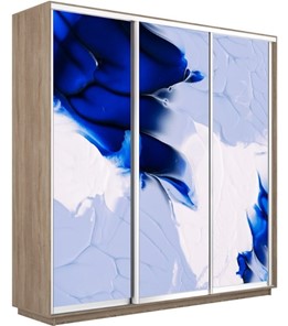 Шкаф 3-х дверный Экспресс 1800х450х2200, Абстракция бело-голубая/дуб сонома в Кургане