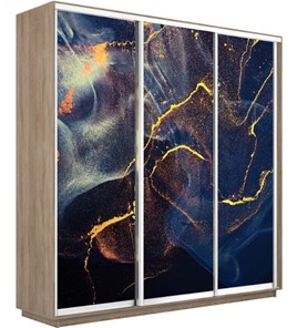 Шкаф 3-х дверный Экспресс 2100х600х2200, Абстракция золотая пыль/дуб сонома в Кургане