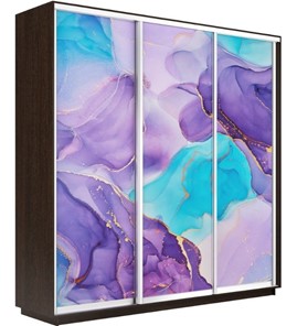 Шкаф 3-створчатый Экспресс 2100х600х2400, Абстракция фиолетовая/венге в Шадринске