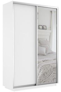 Шкаф 2-дверный Экспресс (ДСП/Зеркало) 1200х600х2400, белый снег в Шадринске