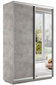Шкаф 2-х дверный Экспресс (ДСП/Зеркало) 1600х450х2400, бетон в Шадринске