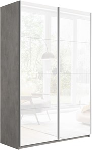 Шкаф 2-створчатый Прайм (Белое стекло/Белое стекло) 1200x570x2300, бетон в Шадринске