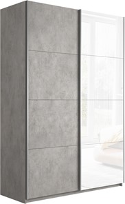 Шкаф 2-дверный Прайм (ДСП/Белое стекло) 1200x570x2300, бетон в Шадринске