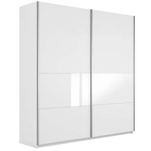 Шкаф 2-дверный Широкий Прайм (ДСП / Белое стекло) 2200x570x2300, Белый снег в Шадринске