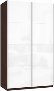 Шкаф двухдверный Прайм (Белое стекло/Белое стекло) 1600x570x2300, венге в Кургане