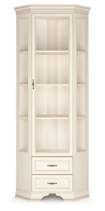 Шкаф-витрина угловой Сиена, Бодега белый / патина золото в Шадринске - изображение