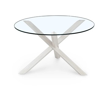 Круглый столик Оникс-3, Выбеленный дуб/Прозрачное стекло в Кургане