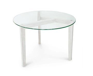 Круглый столик Оникс-7, Выбеленный дуб/Прозрачное стекло в Кургане