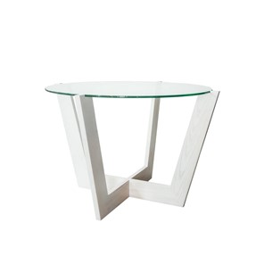 Круглый столик Оникс-10, Выбеленный дуб/Прозрачное стекло в Шадринске