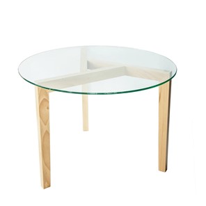 Круглый стол Оникс-7, Натуральный массив/Прозрачное стекло в Шадринске