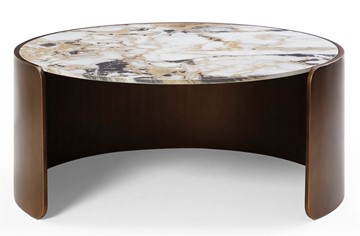 Круглый журнальный стол CT3095CL (D90) белая керамика /бронзовый в Шадринске