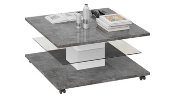 Квадратный столик Diamond тип 1 (Белый/Ателье темный глянец) в Шадринске