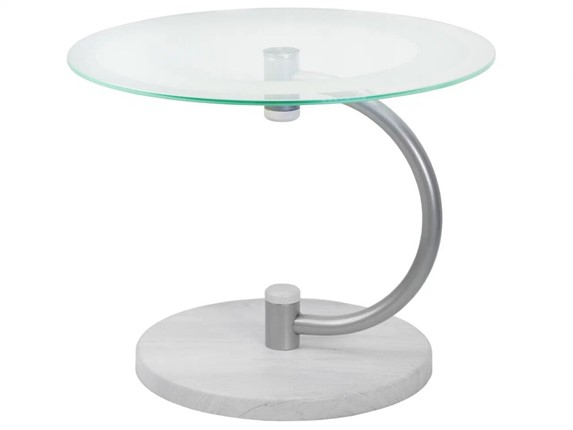 Стеклянный столик Дуэт 13Н (металлик-дуб дымчатый-прозр) в Кургане - изображение