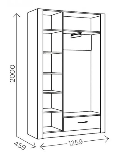 Шкаф гардеробный Ева 5 М2 дуб ирландский/белый матовый в Шадринске - изображение 2