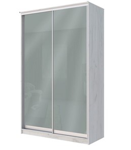 Шкаф Хит-22-14-22 с цветным стеклом, средне-серый 074, Дуб крафт белый в Кургане