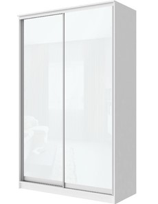 Шкаф 2-х створчатый Хит-22-4-12-22 с цветным стеклом, белое №10, Белый корпус в Кургане