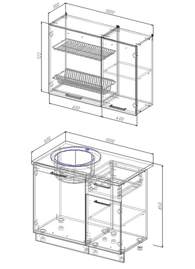 Модульный кухонный гарнитур Дубай-1000 в Шадринске - изображение 1