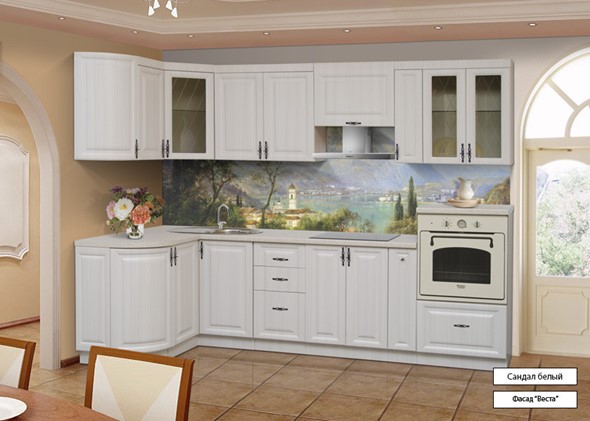 Угловая кухня Веста 1330х2800, цвет Сандал белый в Шадринске - изображение