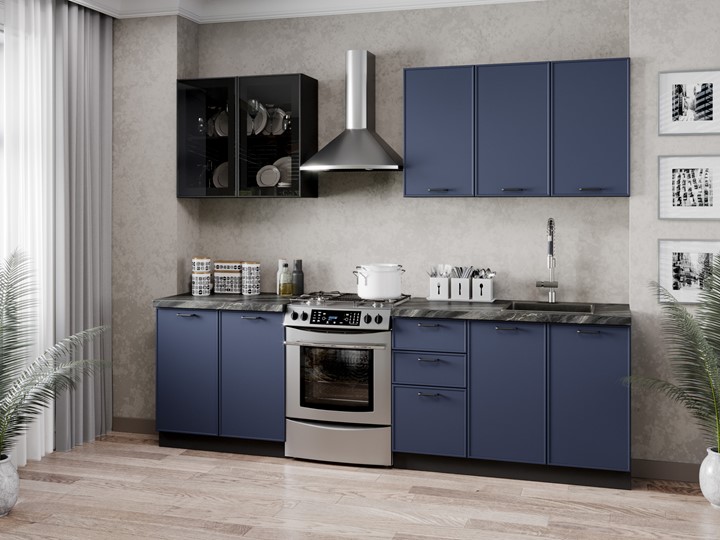 Гарнитур на кухню 2600 Индиго, Черный/Темно-синий в Шадринске - изображение