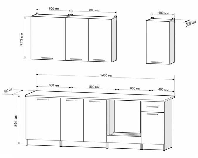 Кухонный гарнитур Моника 2,4 м (Дуб Сонома/Белый) в Кургане - изображение 1