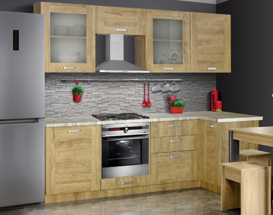 Модульная кухня Квадро 2400х1000, цвет Дуб Баррик в Шадринске - изображение